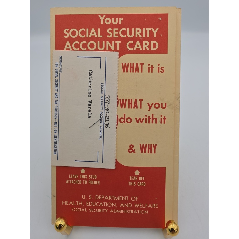 RARE OLD VTG 1954 TRI-FOLD BROCHURE "YOUR SOCIAL SECURITY ACCOUNT CARD" W/ Card